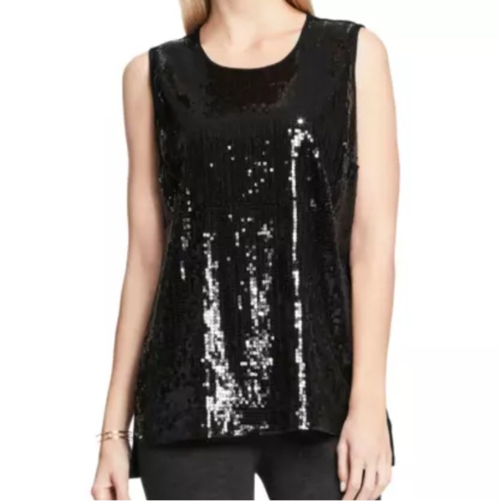 VINCE CAMUTO black Size XS Sleeveless Sequin Tunic Top